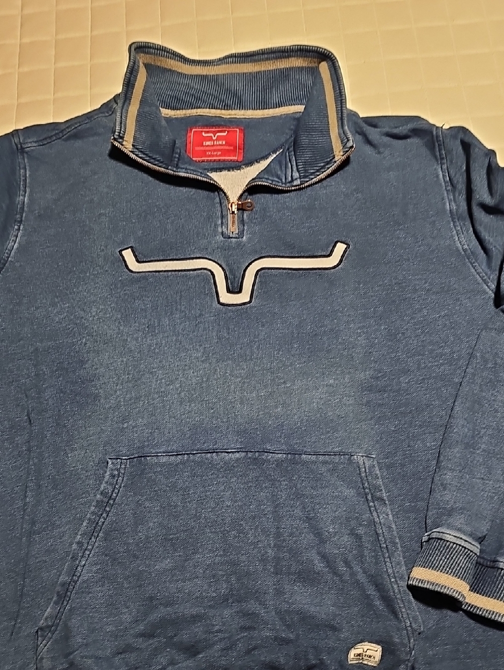 Kimes Ranch Indigo Blue Quarter-Zip Pullover with Contrast Trim